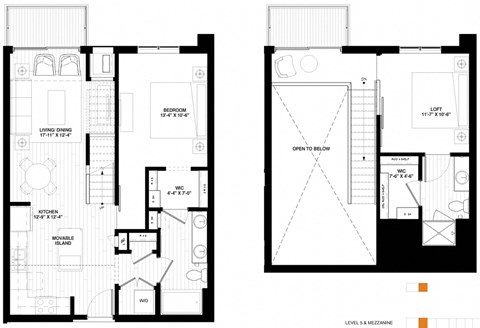 Floor plan for 2 beds, 2 baths, 1029 sqft